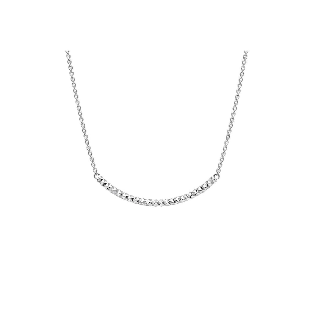 Diamond Cut Curved Bar Necklace