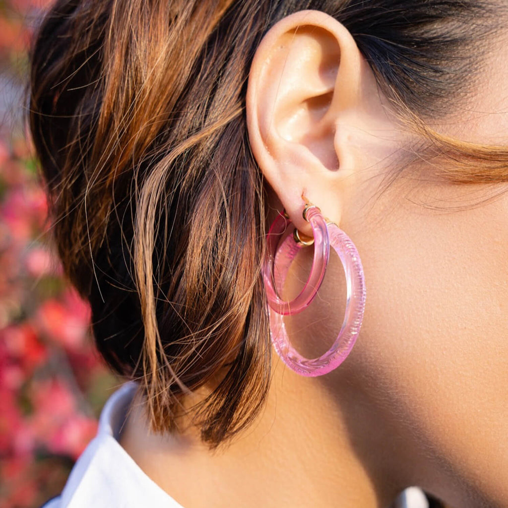 Rainbow Painted INSTYLE Lucite Hoop Earrings