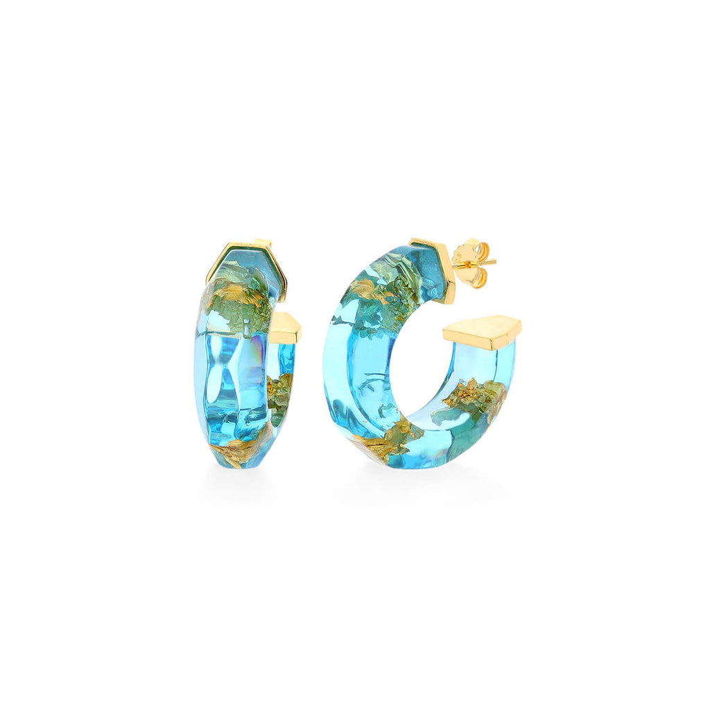 Faceted Lucite Huggie Hoop Earrings