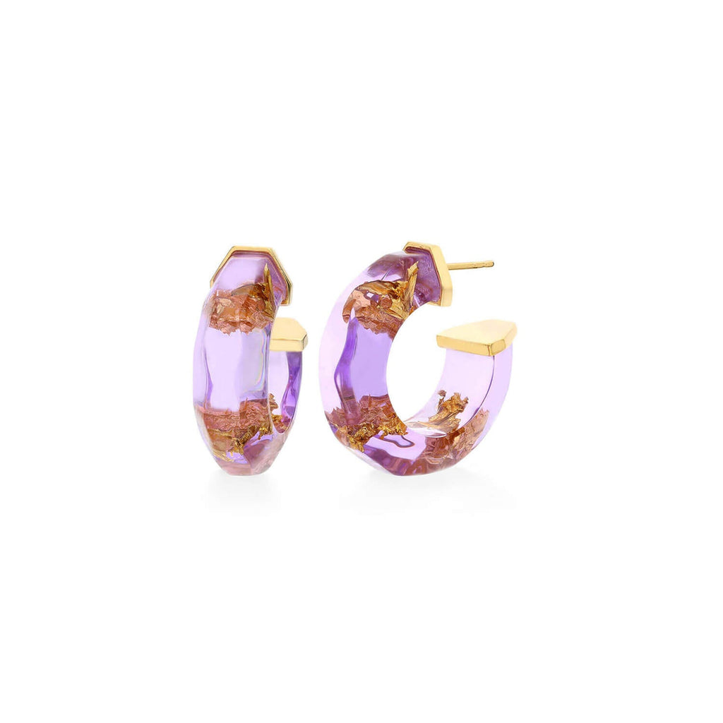 Faceted Lucite Huggie Hoop Earrings